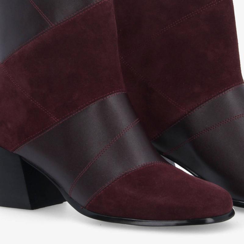 SKARA PATCH BOOTS W - SUEDE/NAPPA - ROUGE